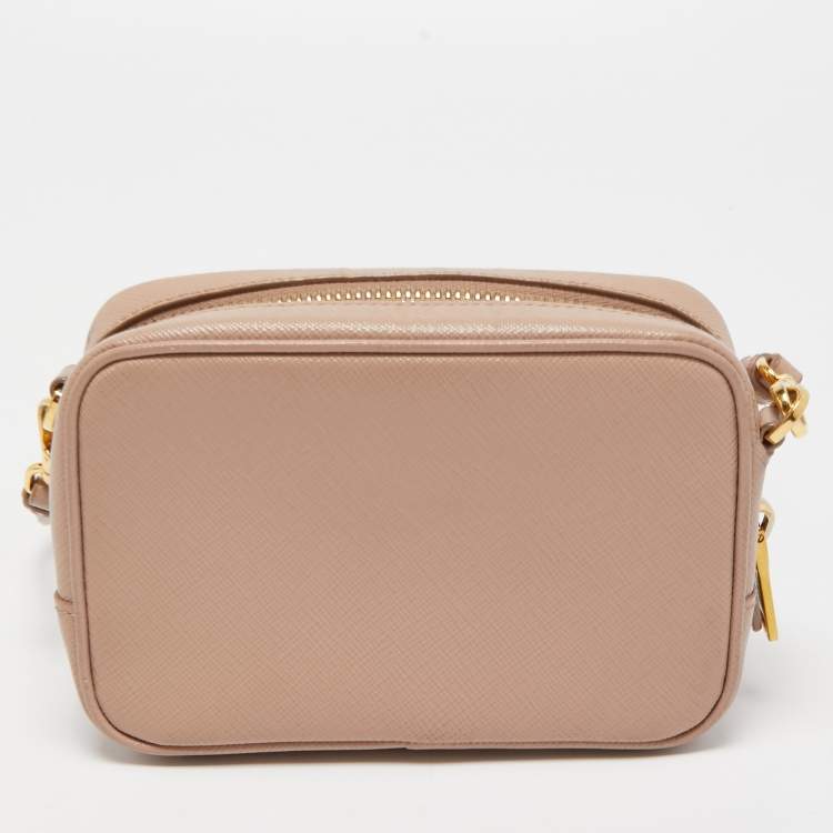 Pre Owned Prada Old Rose Saffiano Lux Leather Mini Camera Crossbody Bag