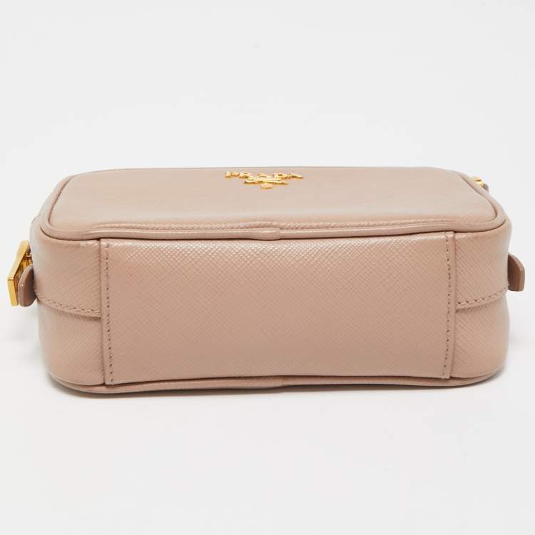 Pre Owned Prada Old Rose Saffiano Lux Leather Mini Camera Crossbody Bag