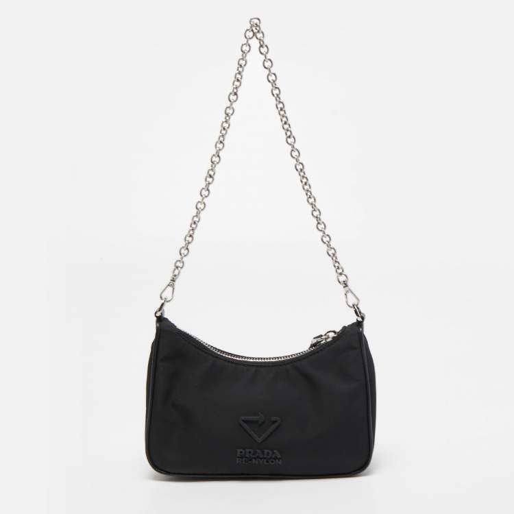 Pre Owned Prada Black Nylon Re-Nylon Crossbody Bag