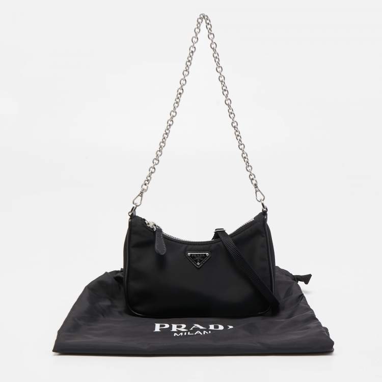 Pre Owned Prada Black Nylon Re-Nylon Crossbody Bag