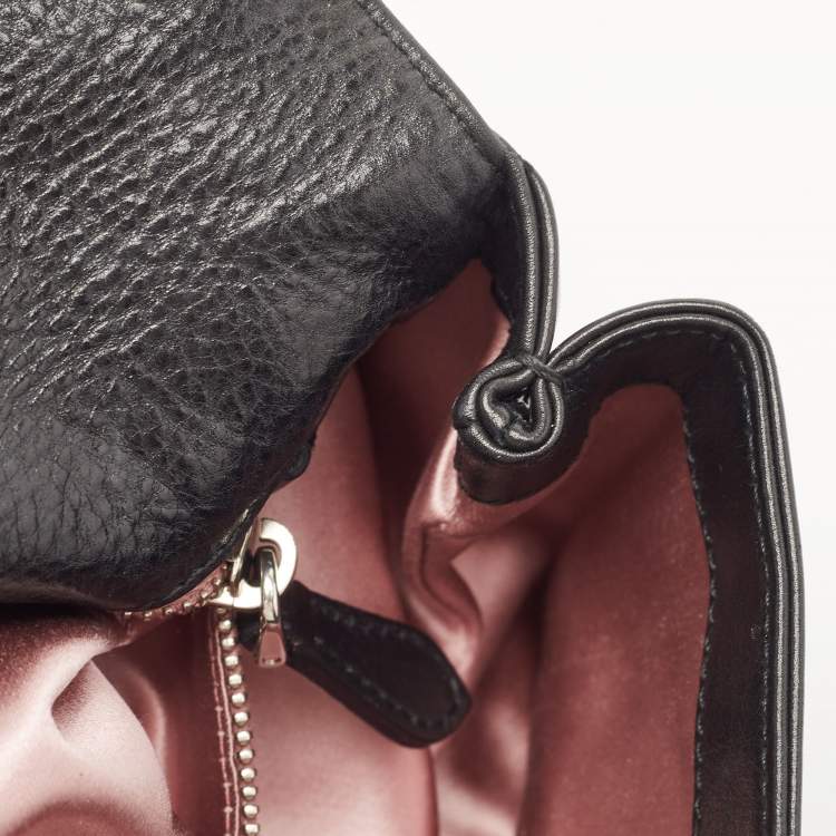 Pre Owned Prada Black Leather Vitello Mordo Flap Clutch