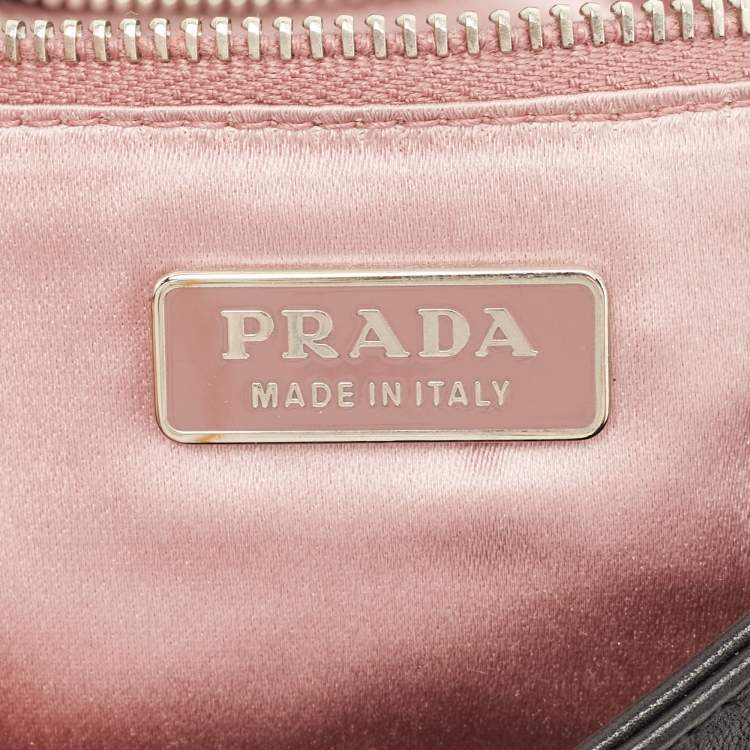 Pre Owned Prada Black Leather Vitello Mordo Flap Clutch