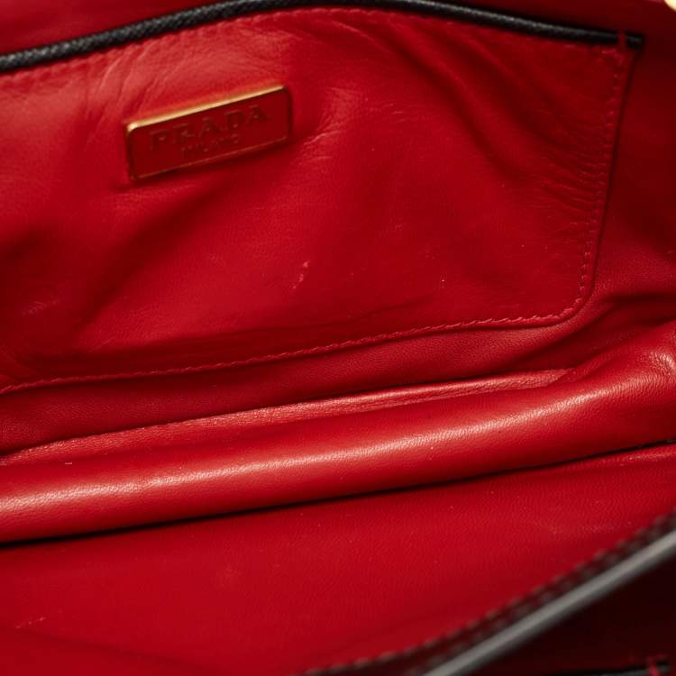 Pre Owned Prada Black Saffiano Leather Flap Shoulder Bag