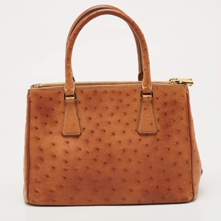 مملوكة مسبقًا Prada Brown Ostrich Medium Galleria Tote