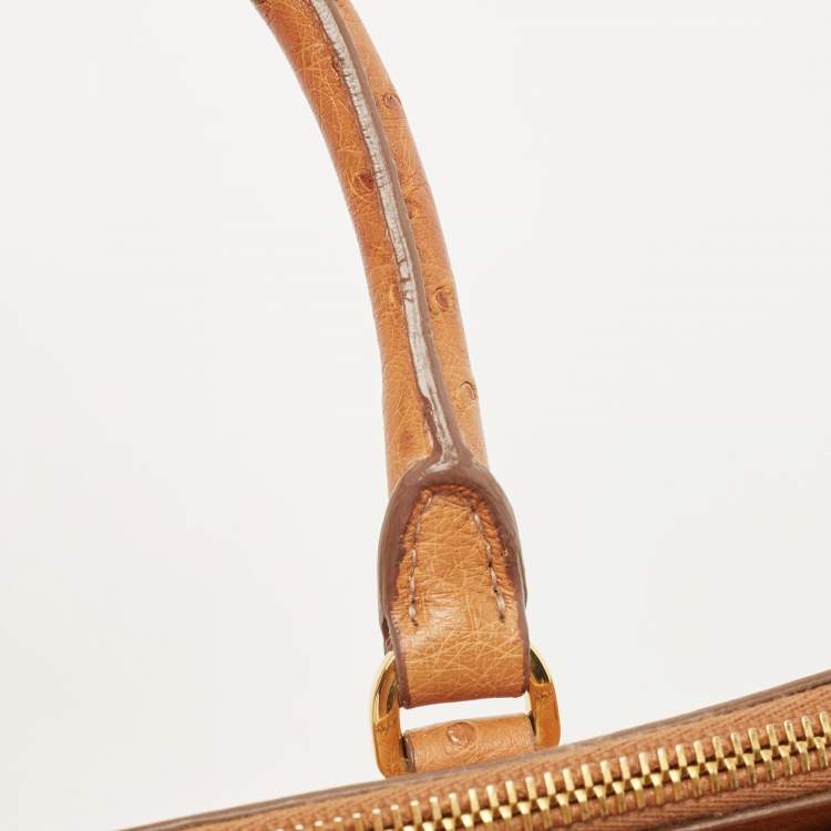 مملوكة مسبقًا Prada Brown Ostrich Medium Galleria Tote