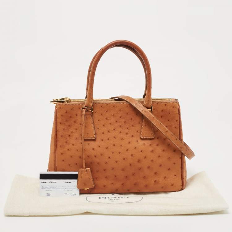 مملوكة مسبقًا Prada Brown Ostrich Medium Galleria Tote