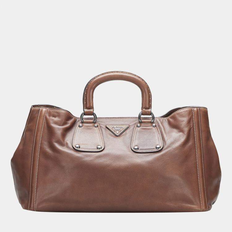 Prada Brown Leather Nocciolo Handbag Prada