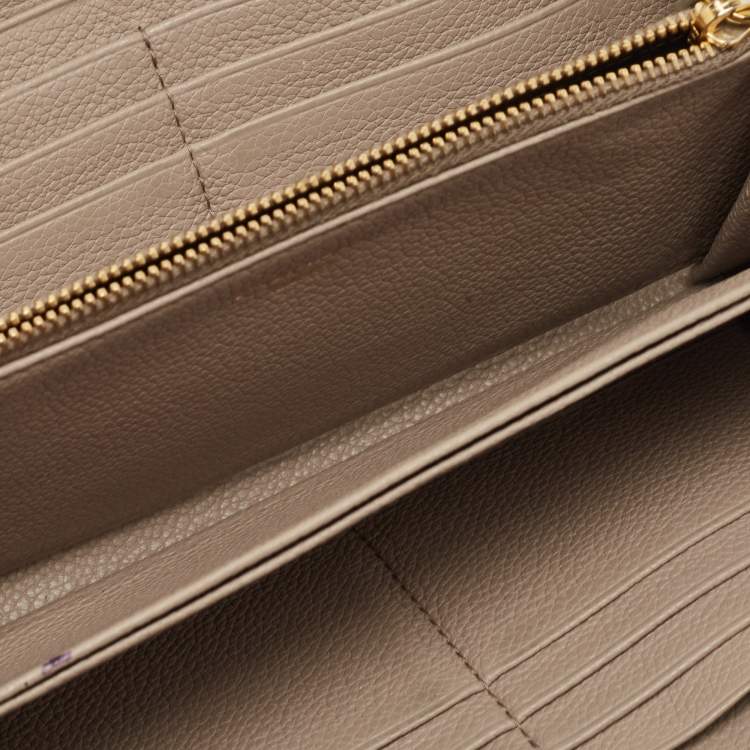 Prada Grey Leather Logo Zip Around Continental Wallet Prada