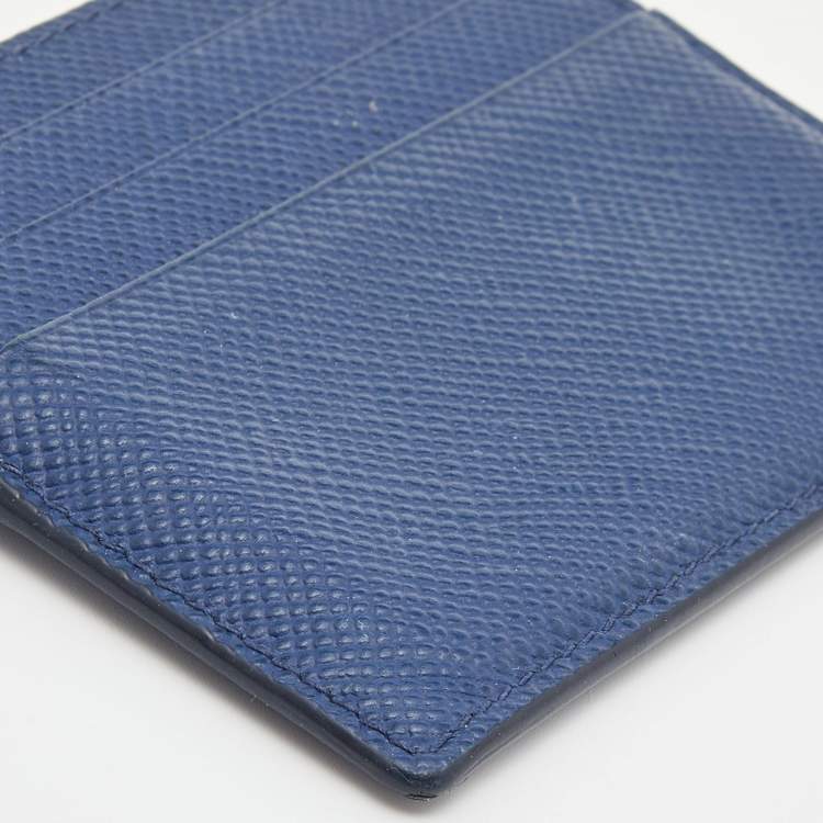 Pre Owned Prada Navy Blue Saffiano Leather Card Holder