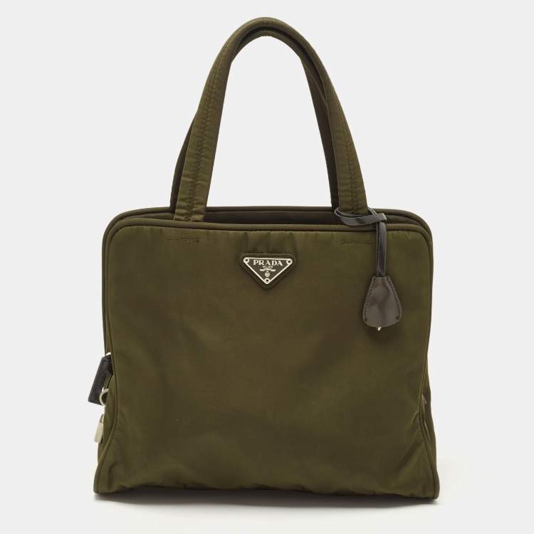 Prada, Bags, Prada Green Vintage Nylon Tote Bag