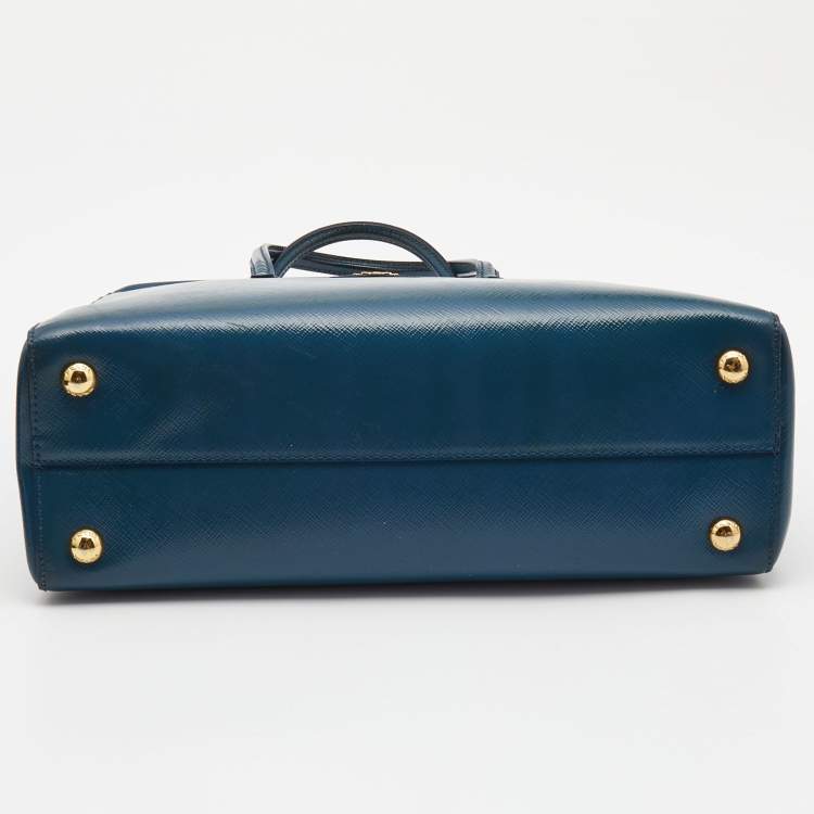 مملوكة مسبقًا Prada Teal Blue Saffiano Vernice Leather Parabole Tote