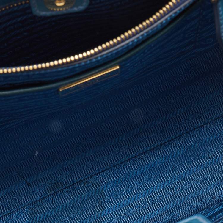مملوكة مسبقًا Prada Teal Blue Saffiano Vernice Leather Parabole Tote