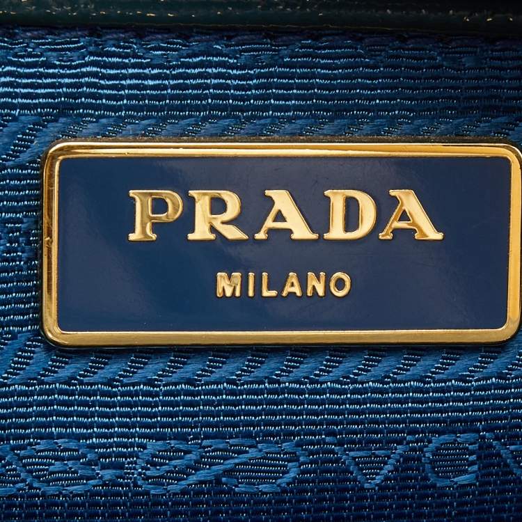 مملوكة مسبقًا Prada Teal Blue Saffiano Vernice Leather Parabole Tote