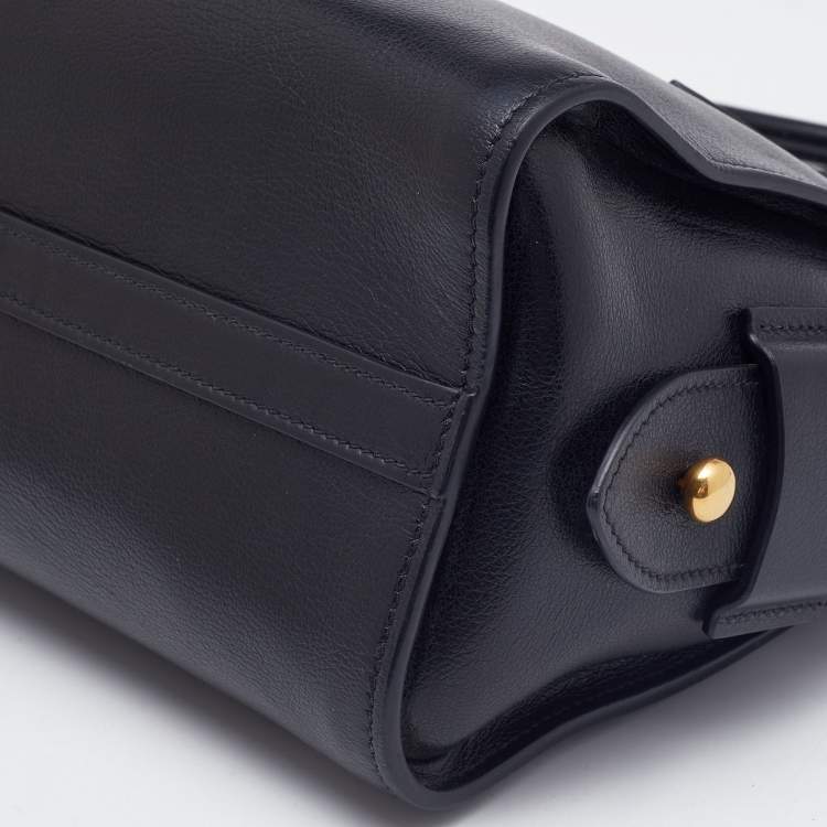 Pre Owned Prada Black Glazed Leather Zip Satchel