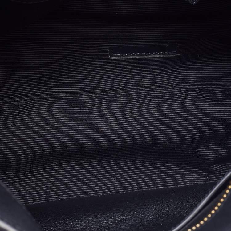 Pre Owned Prada Black Glazed Leather Zip Satchel