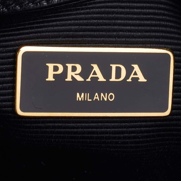 Pre Owned Prada Black Glazed Leather Zip Satchel