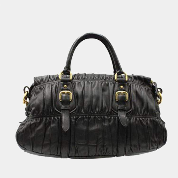 Pre Owned Classic Black Nappa Leather Gaufre Shoulder Bag