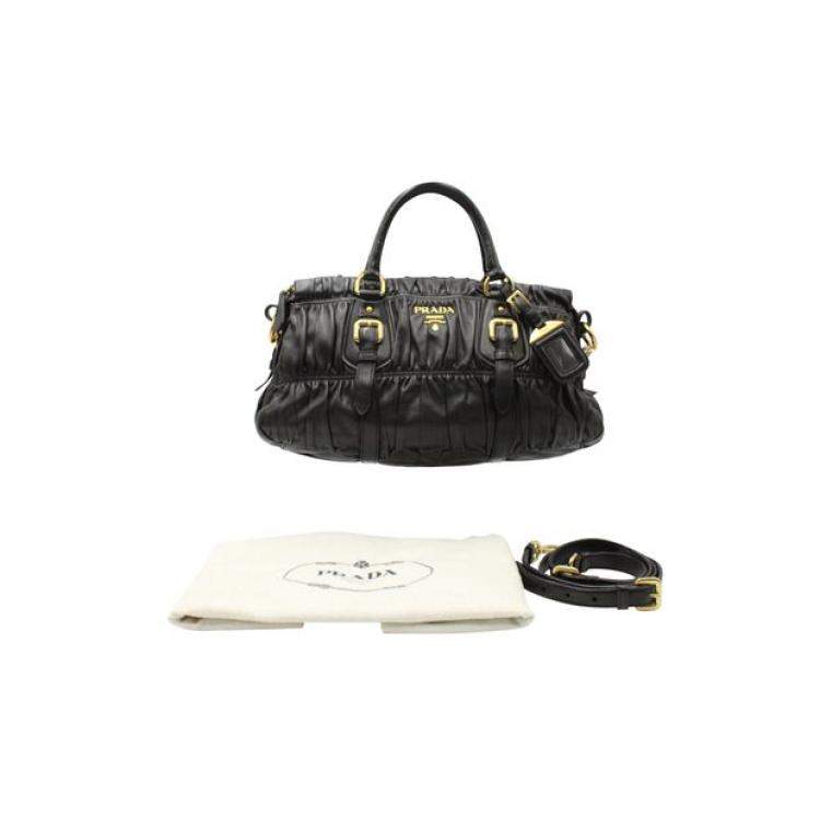 Pre Owned Classic Black Nappa Leather Gaufre Shoulder Bag