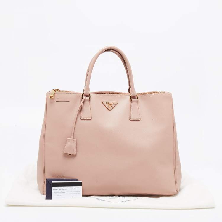 Pre Owned Prada Old Rose Saffiano Lux Leather Large Executive Tote