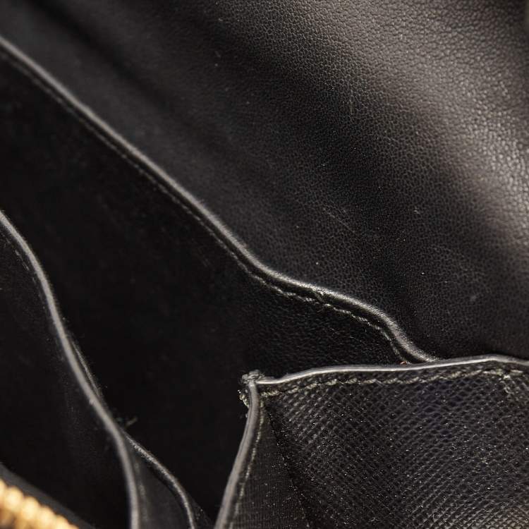 Pre Owned Prada Black Saffiano Lux Leather Double Zip Camera Crossbody Bag