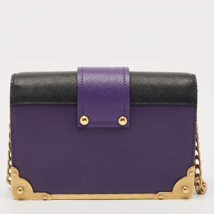 Pre Owned Prada Purple Saffiano and Leather Astrology Celestial Cahier Crossbody Bag      