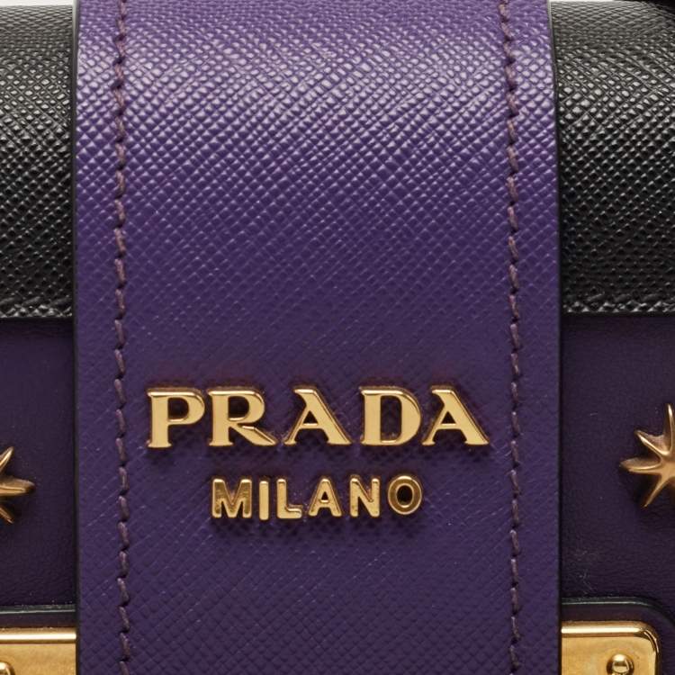 Pre Owned Prada Purple Saffiano and Leather Astrology Celestial Cahier Crossbody Bag      