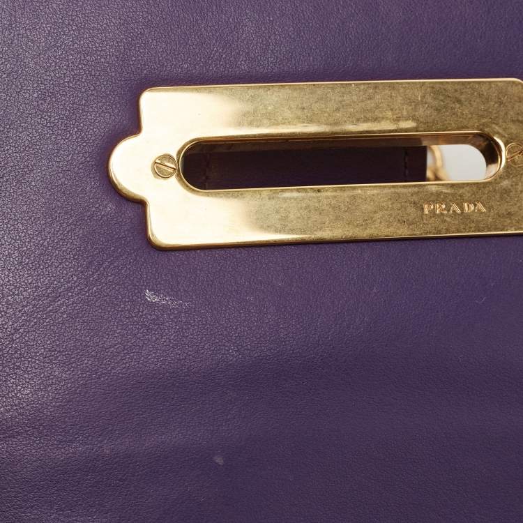 Pre Owned Prada Purple Saffiano and Leather Astrology Celestial Cahier Crossbody Bag      