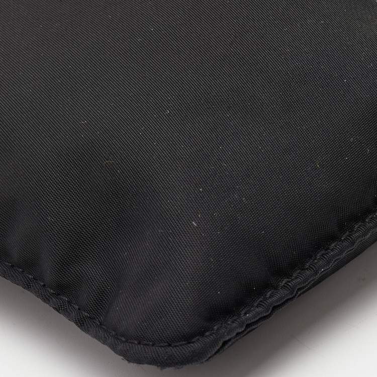 Pre Owned Prada Black Nylon Triangular Logo Messenger Bag