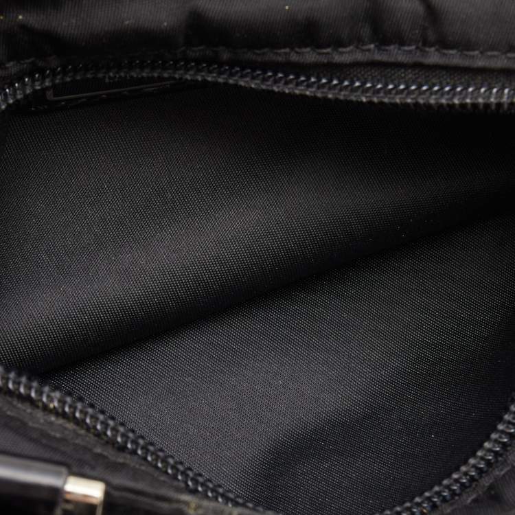 Pre Owned Prada Black Nylon Triangular Logo Messenger Bag