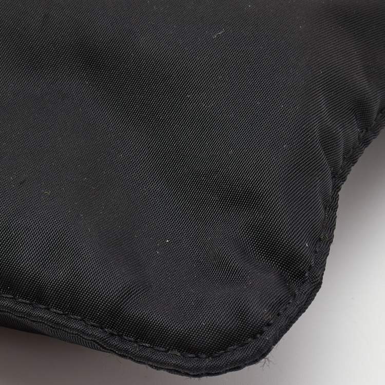 Pre Owned Prada Black Nylon Triangular Logo Messenger Bag
