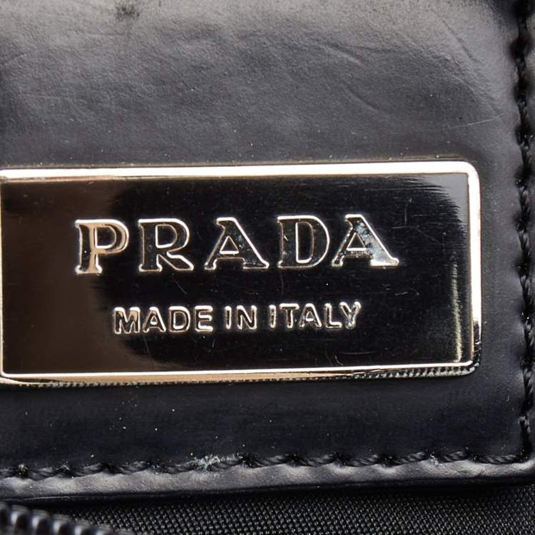 Pre Owned Prada Black Nylon Triangular Logo Messenger Bag