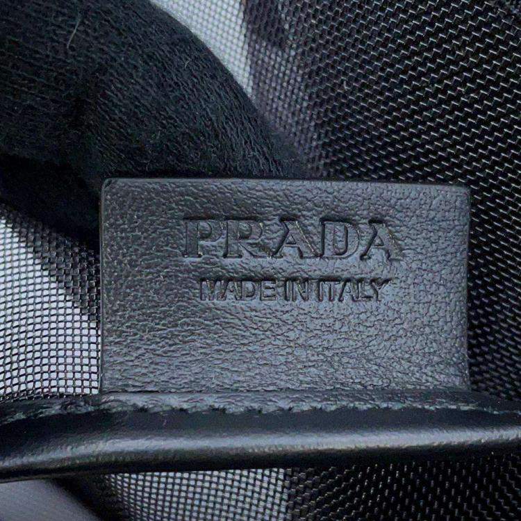 Pre Owned Prada Black Mesh Polka Dot Tote Bag