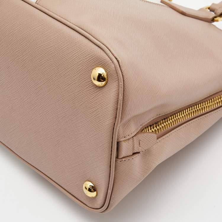 Pre Owned Prada Pink/White Saffiano Lux Leather Large Promenade Satchel
