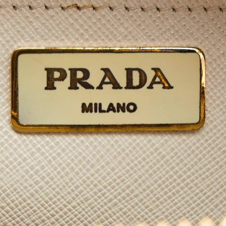 Pre Owned Prada Pink/White Saffiano Lux Leather Large Promenade Satchel