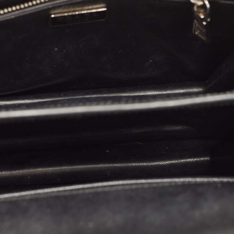 Pre Owned Prada Black/Red Saffiano Print Leather Face Art Top Handle Bag