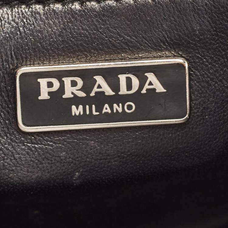 Pre Owned Prada Black/Red Saffiano Print Leather Face Art Top Handle Bag