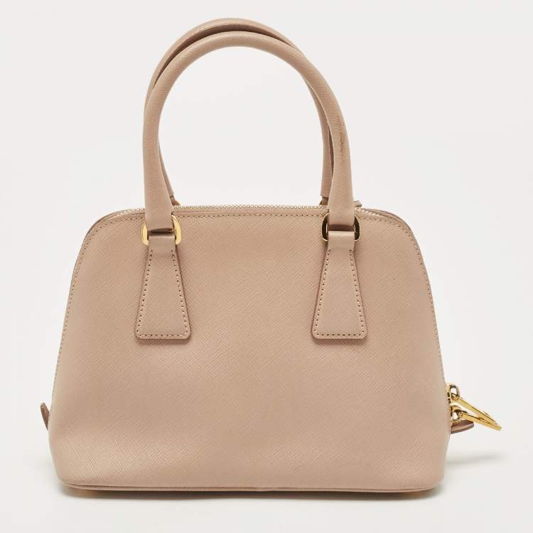 Pre Owned Prada Beige Saffiano Leather Small Promenade Satchel