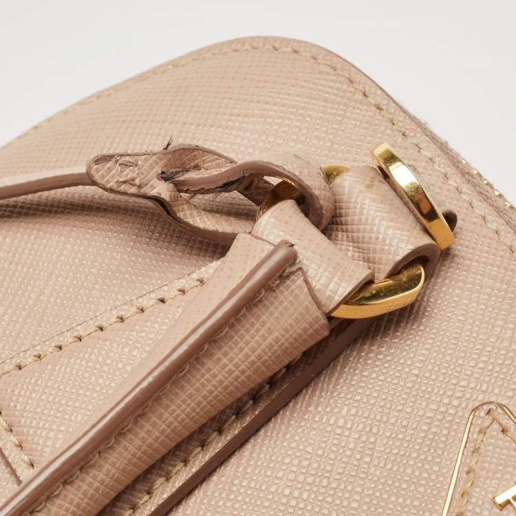 Pre Owned Prada Beige Saffiano Leather Small Promenade Satchel
