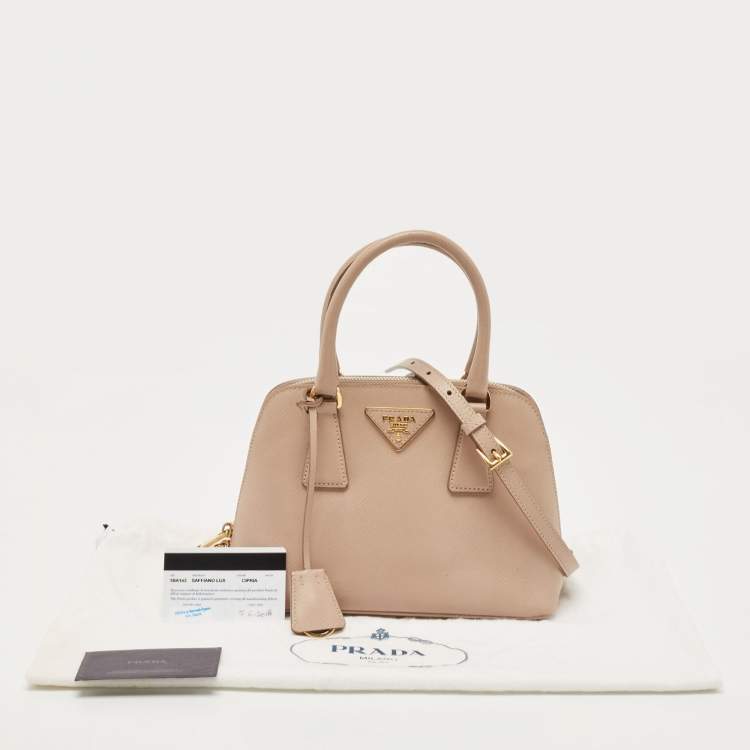 Pre Owned Prada Beige Saffiano Leather Small Promenade Satchel