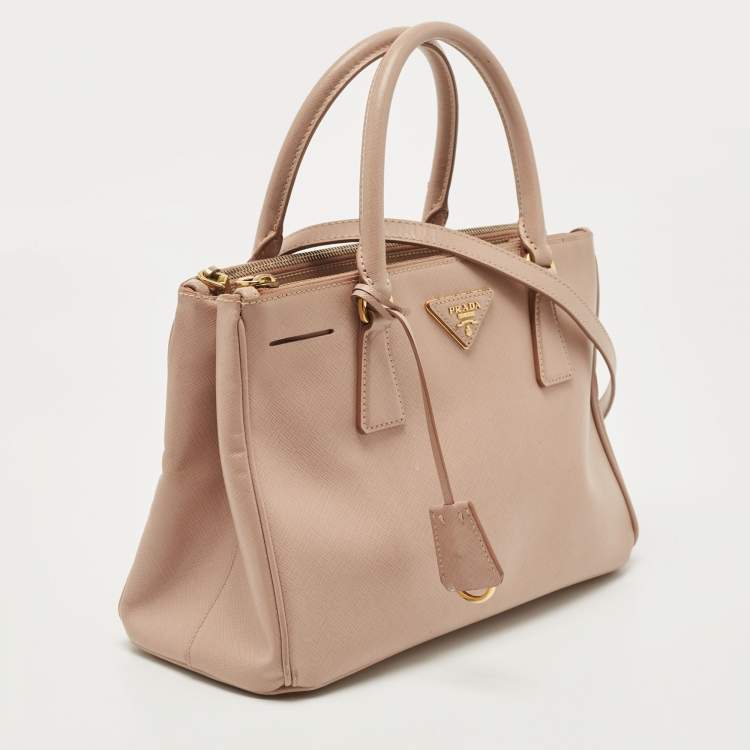 Pre Owned Prada Beige Saffiano Lux Leather Small Galleria Tote