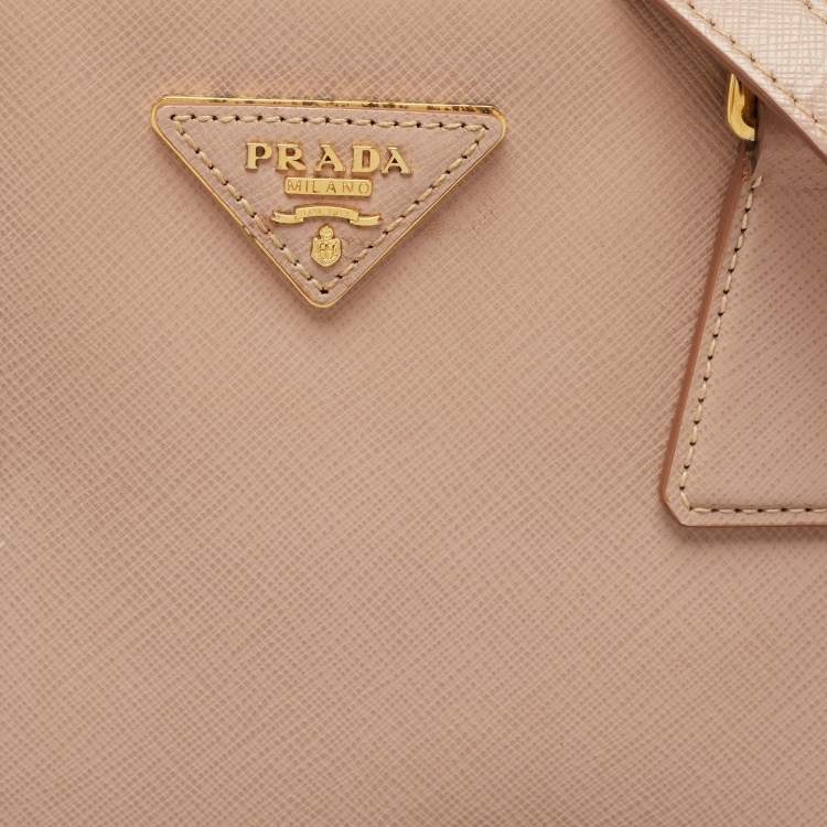 Pre Owned Prada Beige Saffiano Lux Leather Small Galleria Tote