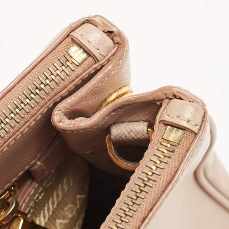 Pre Owned Prada Beige Saffiano Lux Leather Small Galleria Tote
