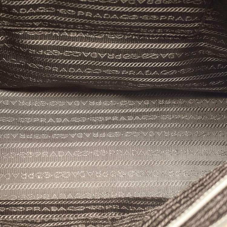 Pre Owned Prada Grey Saffiano Lux Leather Large Galleria Double Zip Tote