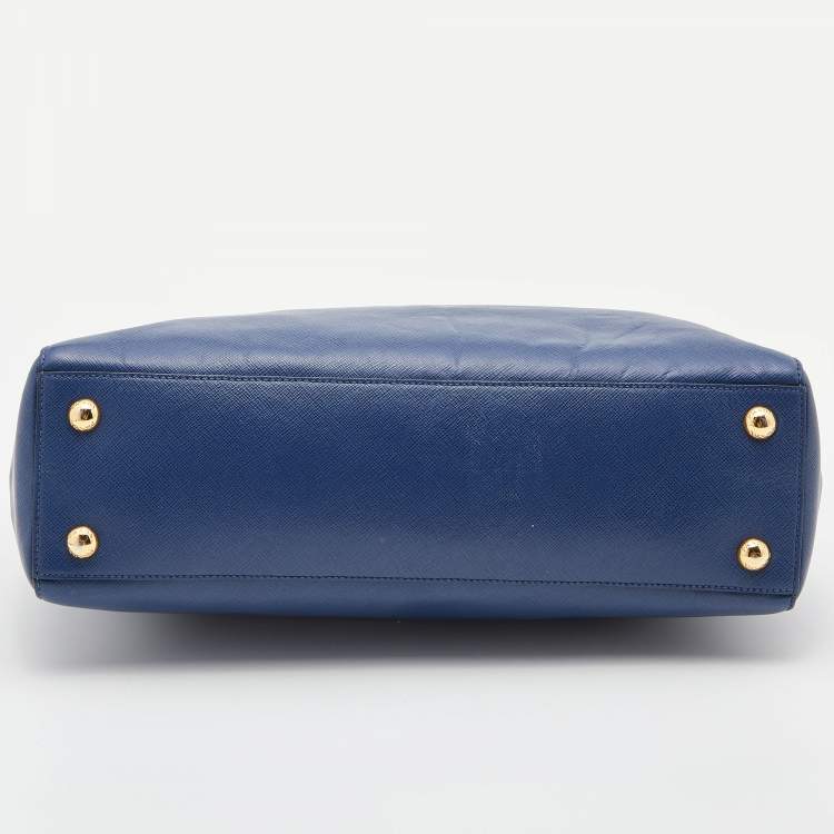 Pre Owned Prada Blue Saffiano Lux Leather Galleria Tote