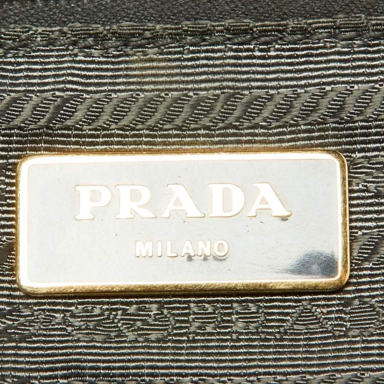 Pre Owned Prada Grey Nylon and Leather Buckle Messenger Bag