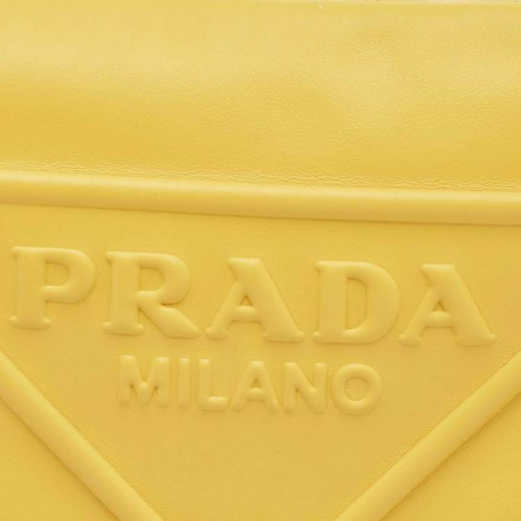 Pre Owned Prada Yellow/Black Leather Triangle Shoulder Bag