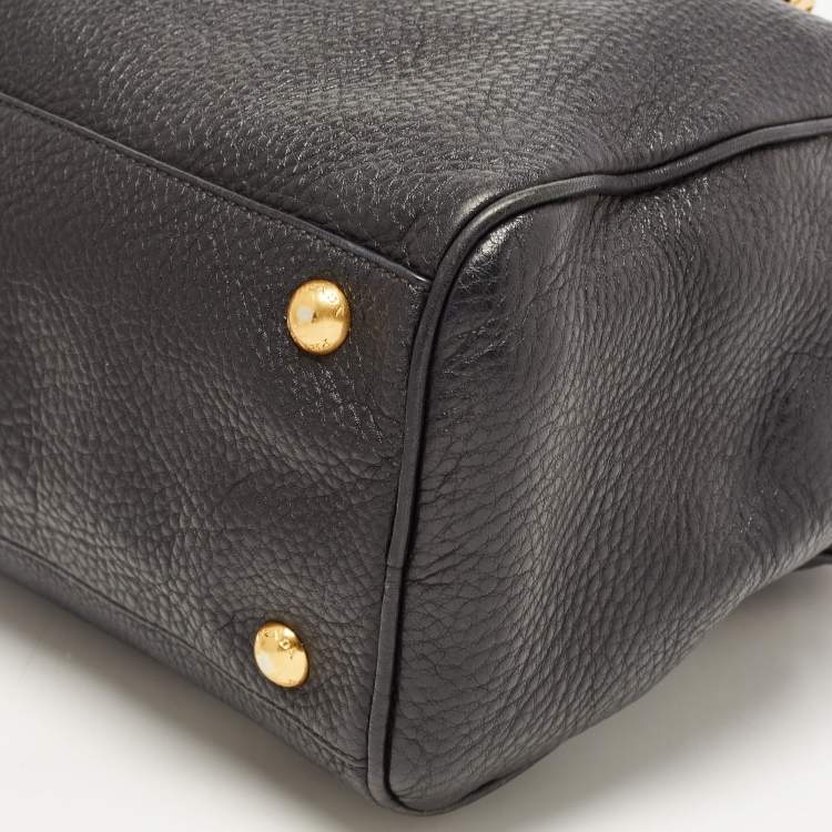 Pre Owned Prada Black Leather Chain Bowler Chain Bag