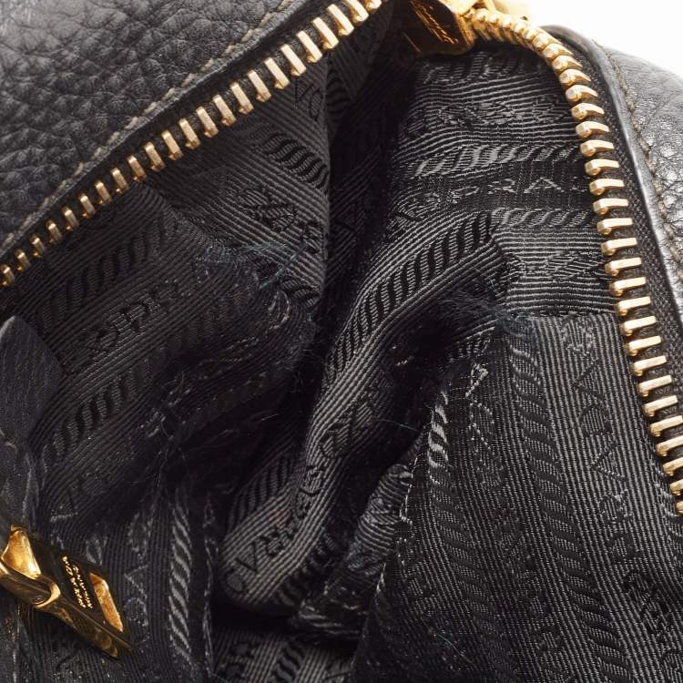 Pre Owned Prada Black Leather Chain Bowler Chain Bag