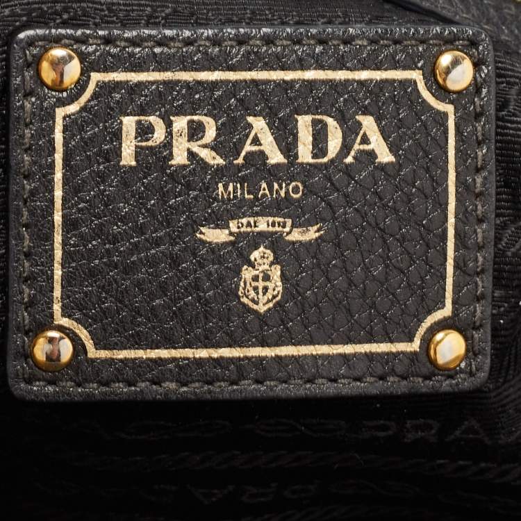 Pre Owned Prada Black Leather Chain Bowler Chain Bag