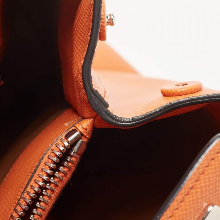 Pre Owned Prada Orange Saffiano Leather Large Twin Tote